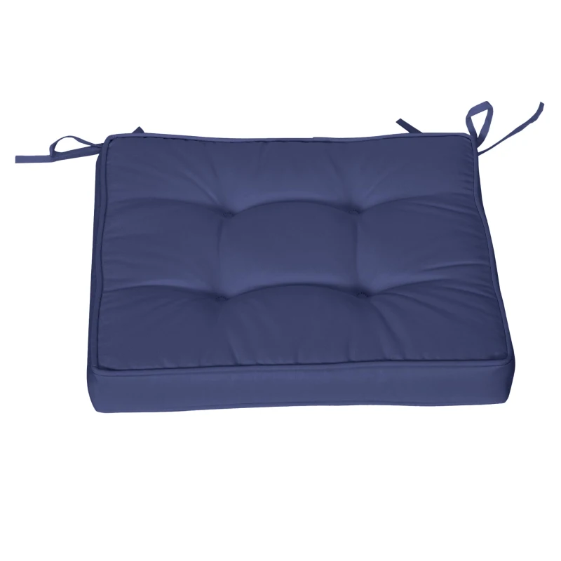 Outsunny Garden Seat Cushion with Ties, 42 x 42cm Replacement Dining Chair Seat Pad, Dark Blue