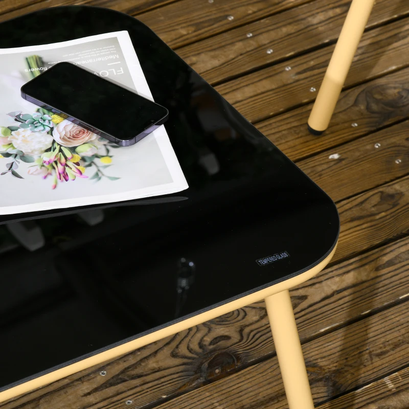 Outsunny Set Mobilier de Exterior cu Canapea cu 2 Locuri, 2 Fotolii cu Perne și Măsuță de Sticlă