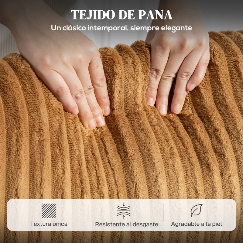 HOMCOM Sillón Relax Reclinable Manual Tapizado en Pana Instalación Rápida Reposapiés Acolchado Grueso Marrón