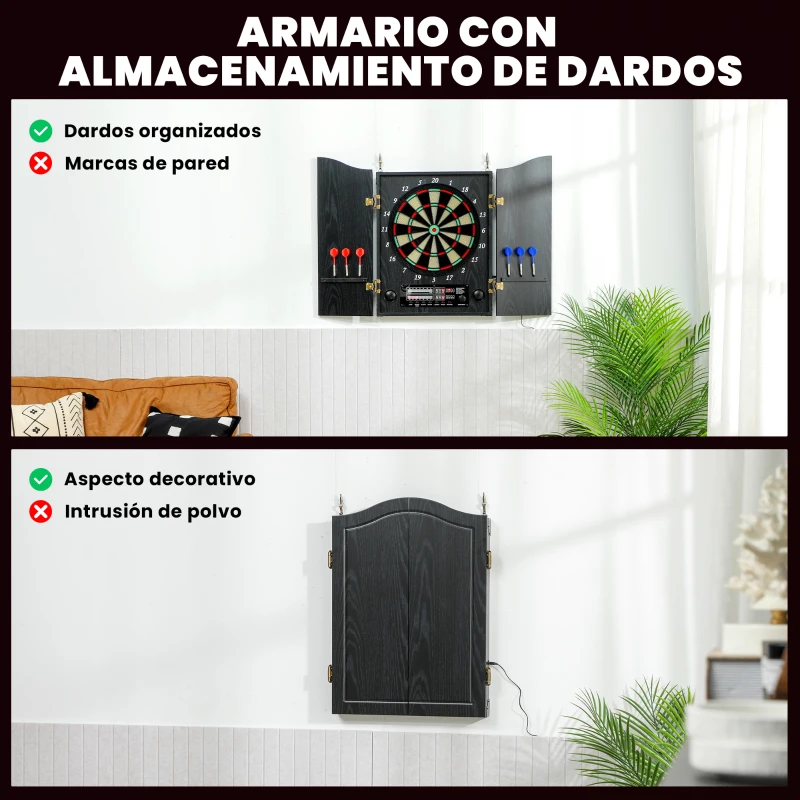 SPORTNOW Diana Electrónica con 6 Dardos de Punta Blanda y 24 Puntas de Repuesto 2 Pantallas LED 25 Juegos y 202 Variaciones