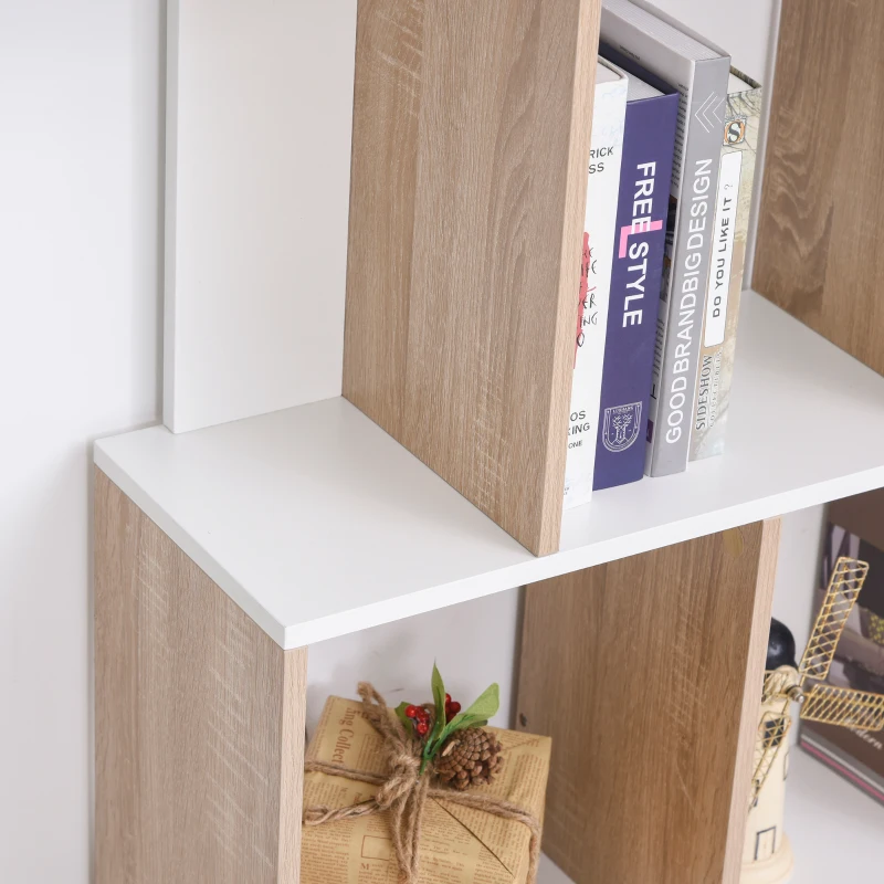 HOMCOM Bücherregal Standregal Büroregal Aktenregal für Büro Wohnzimmer Arbeitszimmer Spanplatte Natur+Weiß 100 x 27 x 124 cm