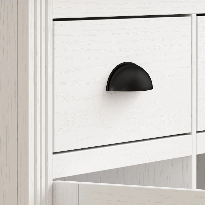 HOMCOM Aparador Alto de Cocina con 4 Puertas 2 de Cristal 2 Cajones y Estantes Ajustables Blanco