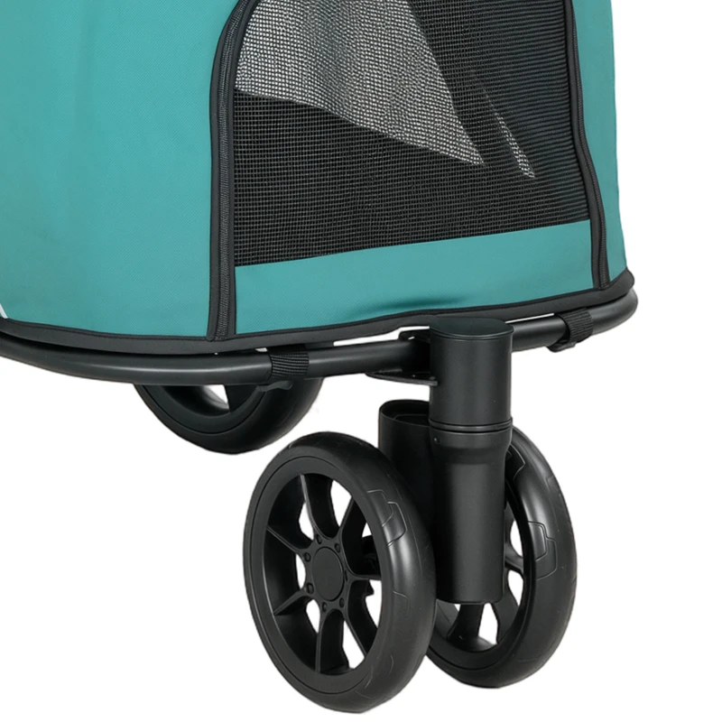 PawHut Dog Stroller, 3 Wheels Pet Stroller with Dual Entry, Easy One-Click Quick Fold, Mesh Windows, Washable Cushion