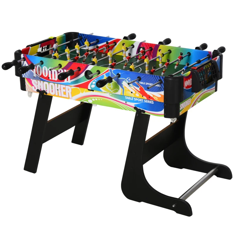 HOMCOM Masă de Joc 4 în 1 Pliabilă pentru Fotbal de Masă, Biliard, Air Hockey și Ping Pong, din MDF și Plastic