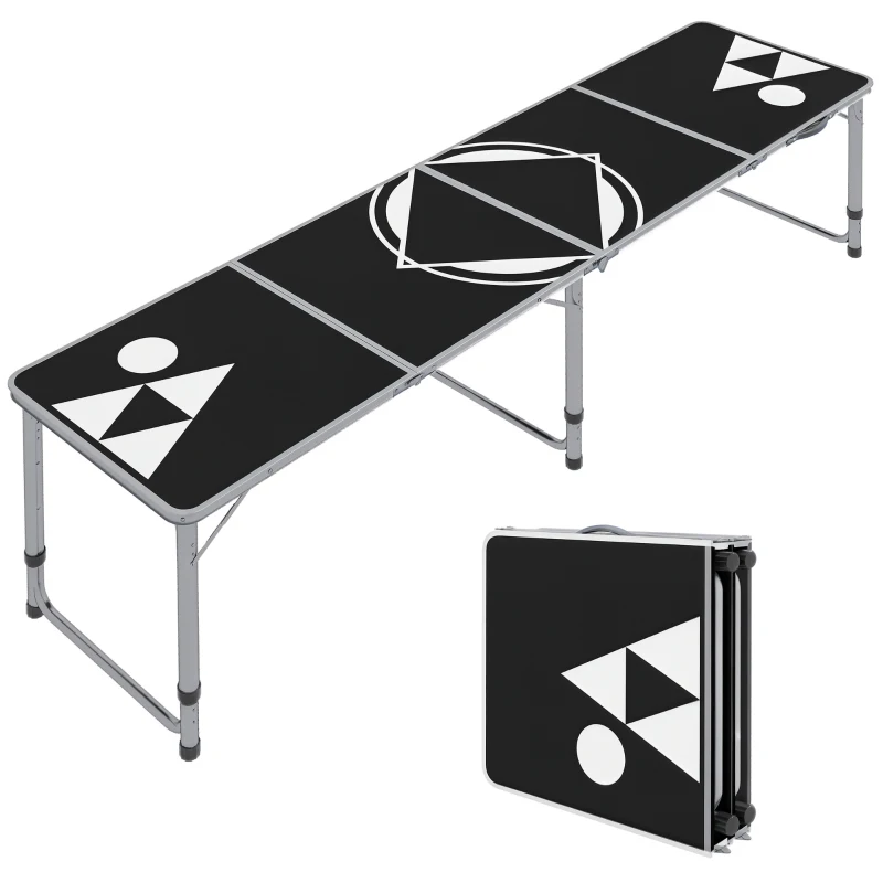 Outsunny Campingtisch, klappbar, leicht, höhenverstellbar, Aluminiumrahmen, 240 x 60 x 54/62/70 cm, Schwarz