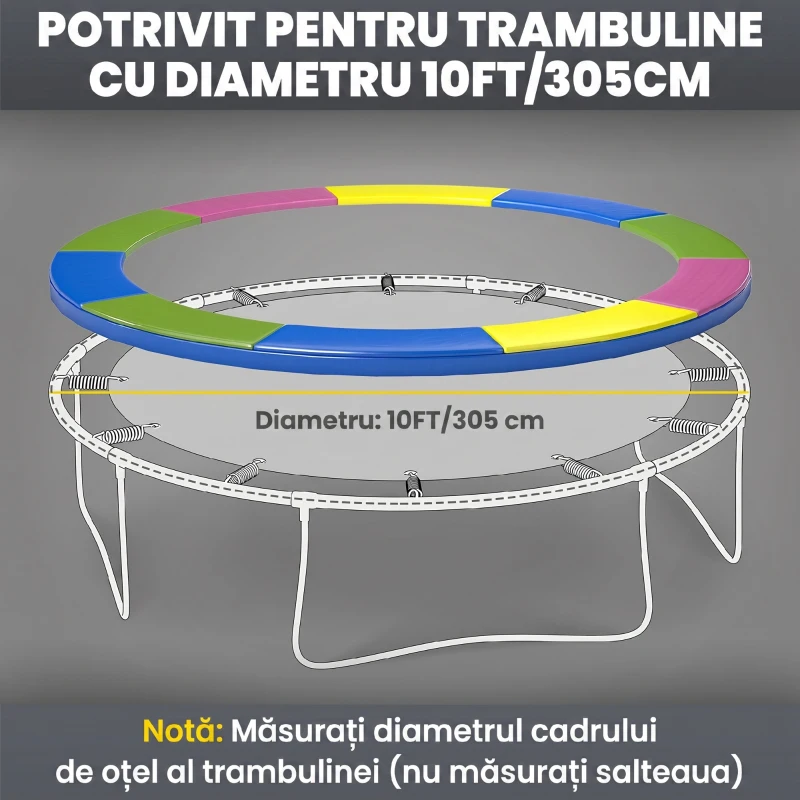 SPORTNOW Husă pentru Trambulină Ø305x30 cm, Pliabilă și Portabilă, din Plastic, PE și Spumă, Multicolor
