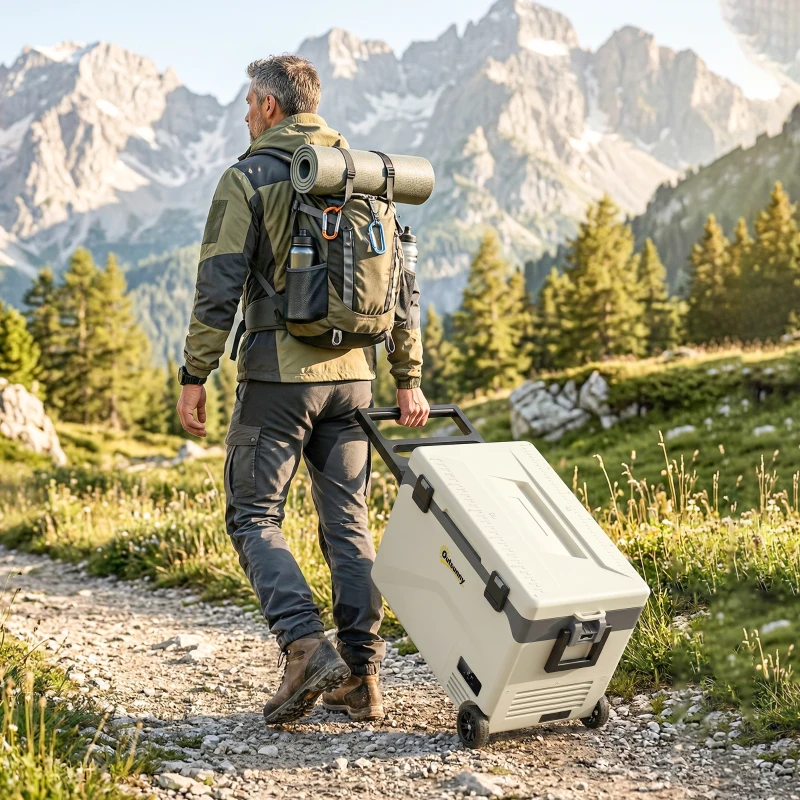 Outsunny 42.5L Compressor Car Fridge Freezer, Camping Refrigerator with App Control, 20℃-20℃