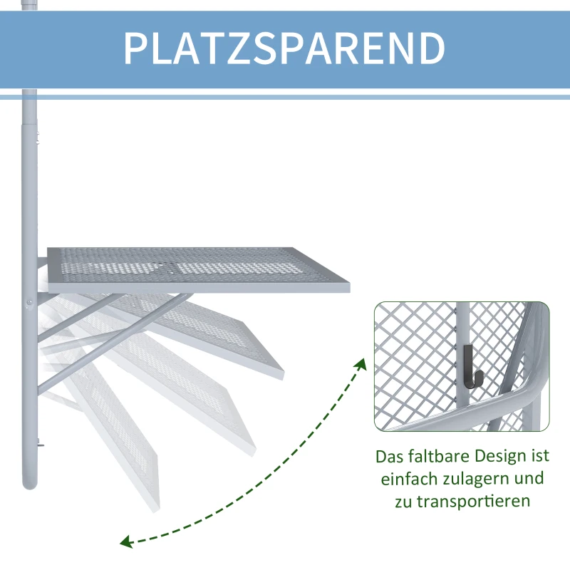 Outsunny Balkonhängetisch klappbar 4-fach höhenverstellbarer Hängetisch aus Metall wetterfest Balkontisch 60x40 cm Grau