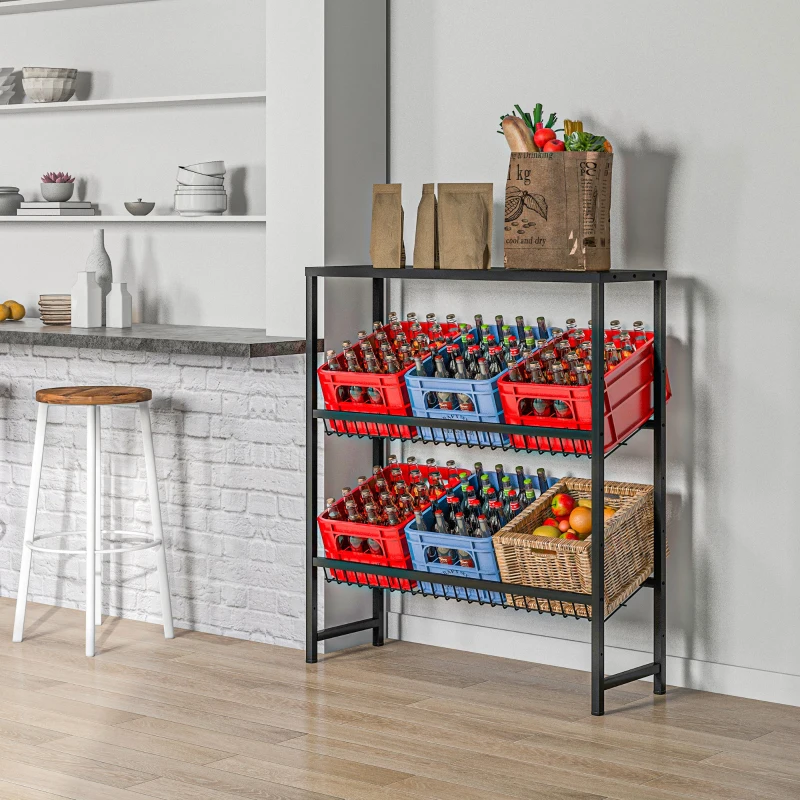 HOMCOM Lagerregal, höhenverstellbar, stabiles Metall, platzsparendes Design, 210 kg belastbar, Schwarz