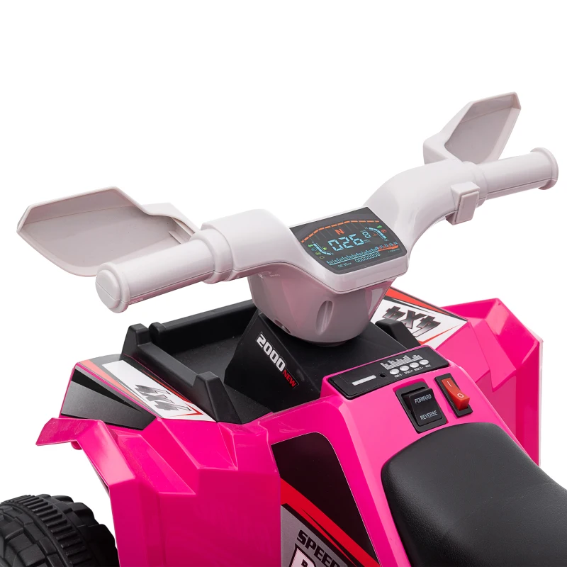 HOMCOM Quadriciclo Elétrico para Crianças Veículo Elétrico a Bateria de 6V com Velocidade de 2,5 km/h 70x41,5x48,5 cm Rosa