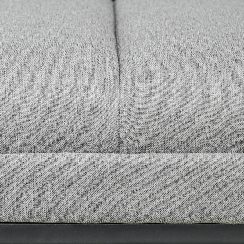 HOMCOM Banc design moderne, assise rembourrée en tissu aspect lin gris et structure en métal noir, charge 200 Kg, 120x44x45,5cm