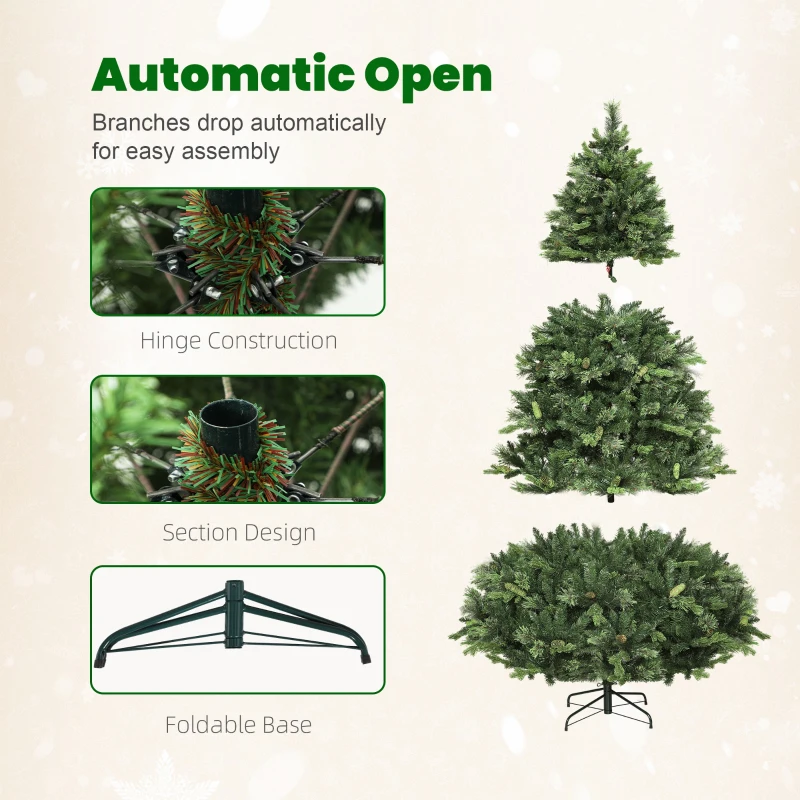 HOMCOM 7.5ft Artificial Pine LED Christmas Tree, with Remote