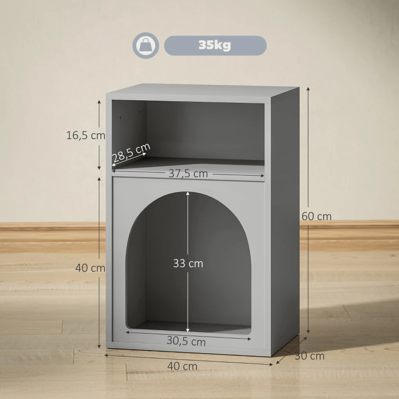 HOMCOM Mesilla de Noche Estrecha con 2 Compartimentos Abiertos Diseño en Forma de Arco 40x30x60 cm Gris