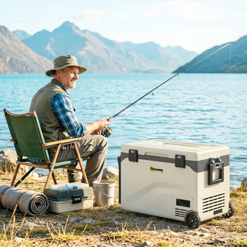 Outsunny 42.5L Compressor Car Fridge Freezer, Camping Refrigerator with App Control, 20℃-20℃