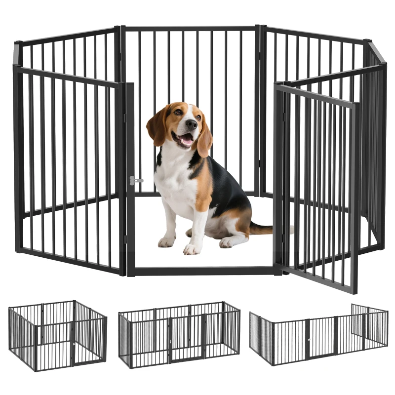 PawHut Parc pour chien, parc pour animaux, 8 panneaux, clôture portable pliable, sécurisé, noir