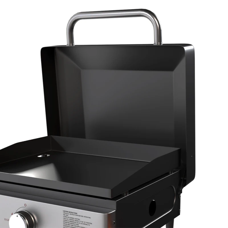 Outsunny Grill Griddle, Portable Gas Plancha, 3.5 kW, Tabletop Gas BBQ with Grease Cup for Camping Picnic Patios, Black