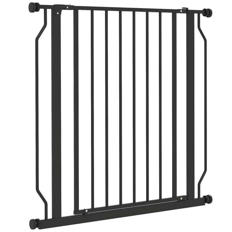 PawHut Poartă Extensibilă și Reglabilă pentru Câini, pentru Scări și Uși, din Oțel și ABS, 75-85x76 cm, Neagră