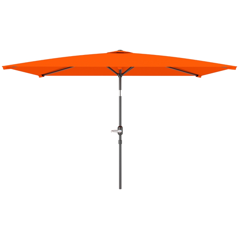 Outsunny 3x2m Garden Parasol Umbrella with Aluminium Pole, Tilt and Crank, Rectangular Outdoor Table Parasol Sun Shade for Patio, Orange