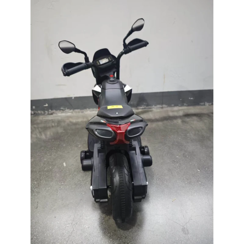 AIYAPLAY Motocicletă electrică copii 6V, licență APRILIA, roți auxiliare, baterie litiu, muzică, 18 luni-4 ani, roșu