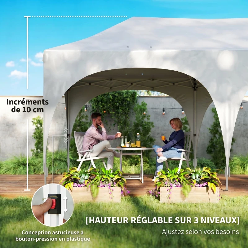 Outsunny Tonnelle pliante barnum imperméable anti-UV  6 parois latérales 6 sacs de sable 12 trous de drainage 3x6m blanc