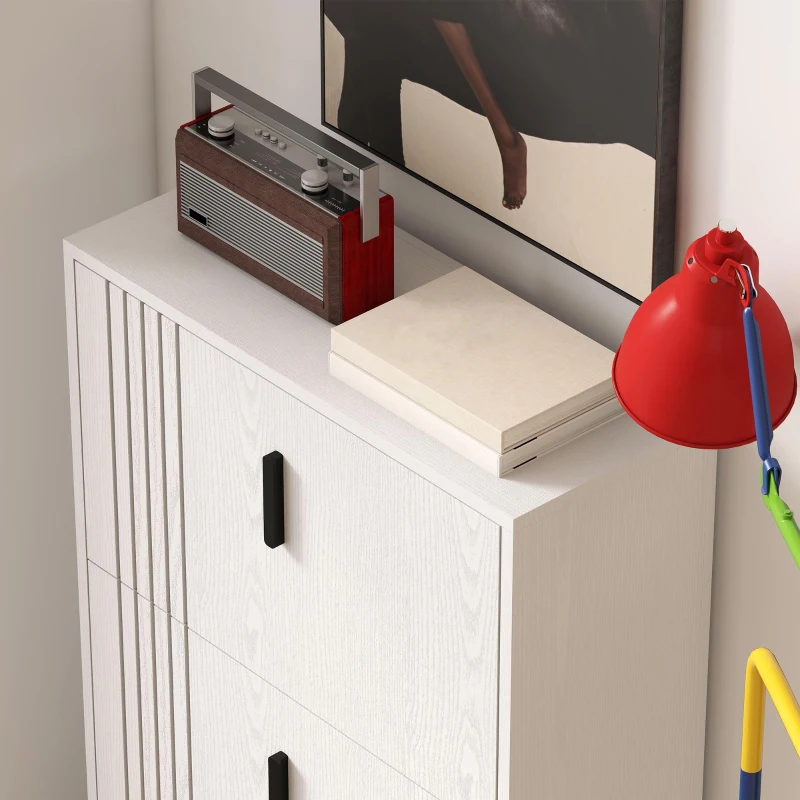 HOMCOM Meuble à chaussures armoire à chaussures à 3 abattants 18 paires grande capacité en bois 63 x 24 x 117 cm blanc