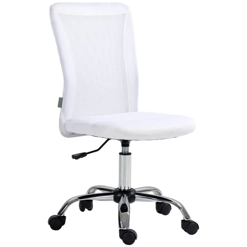 Vinsetto Chaise de bureau ergonomique hauteur réglable piètement chromé pivotant 360° revêtement maille blanc