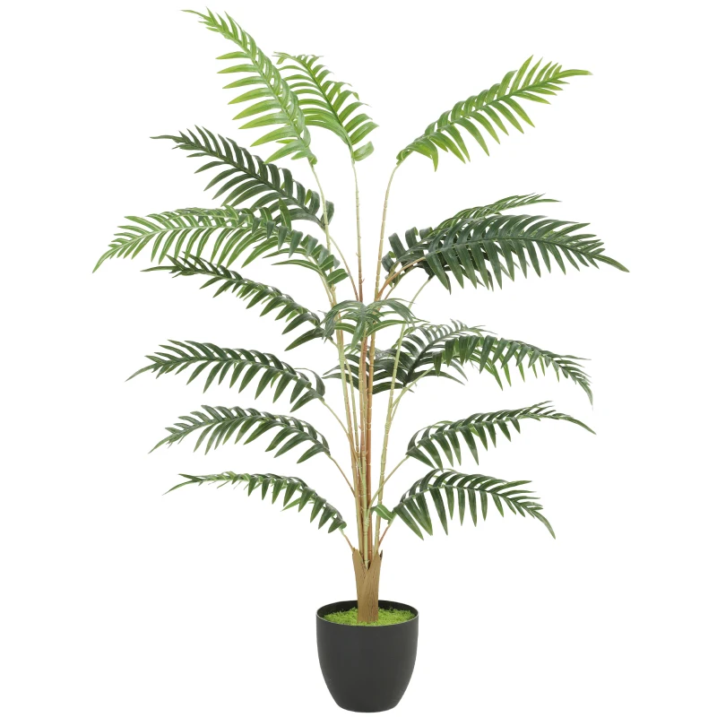 HOMCOM Artificial Fern Topiary Tree, Realistic Artificial Plant in Cement Pot, Fake Plant, 120cm