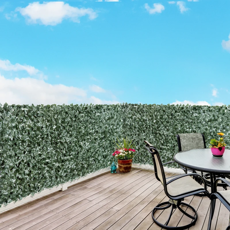 Outsunny Vedação Artificial em Rolo 3,1,5m Vedação de Privacidade para Balcão Jardim Exterior Planta Decorativa de Parede PE Verde