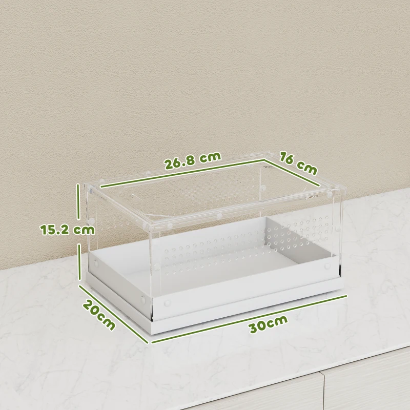 PawHut Acrylic Reptile Terrarium with Top Sliding Door, Vents, for Leopard Gecko, Hognose Snake, 30 x 20 x 15 cm
