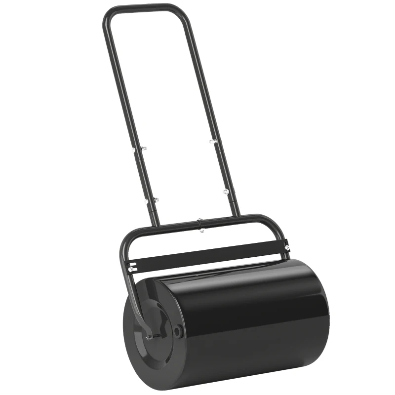 Outsunny Rasenwalze mit U-Griff, Gartenwalze, Gartenrolle, 32 cm Durchmesser, 38 L Wasser-/62 kg Sand, Metall, Schwarz, 58 x 32,5 x 113 cm