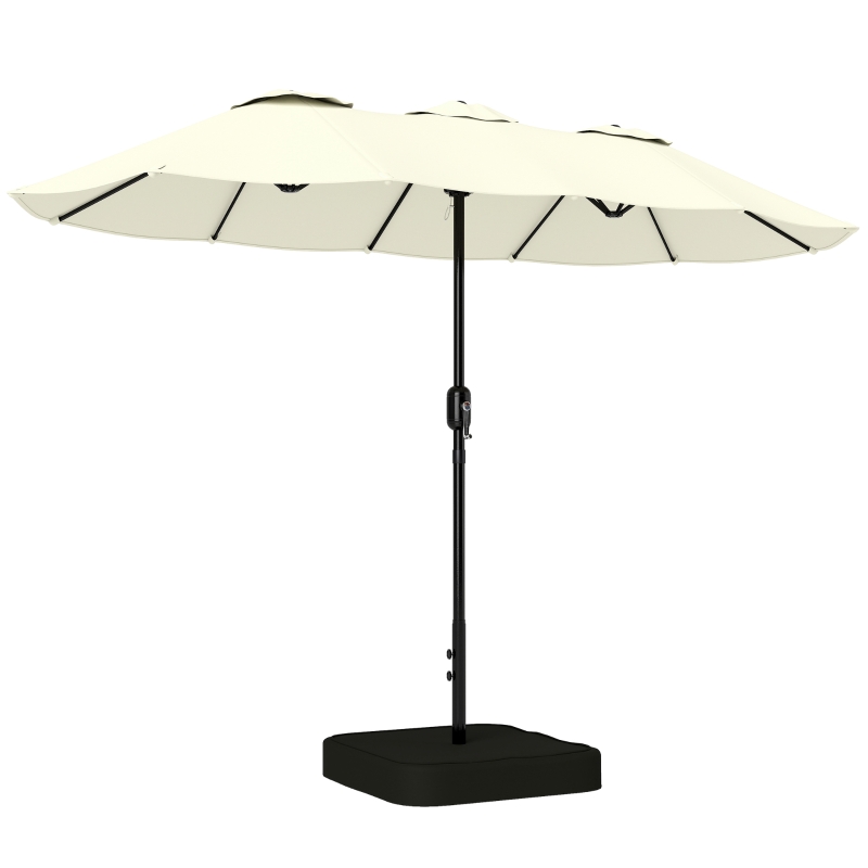 Outsunny Parasol de jardin extérieur parasol double face rectangulaire base et sacs de sable protection UV 50+ 295x148cm beige