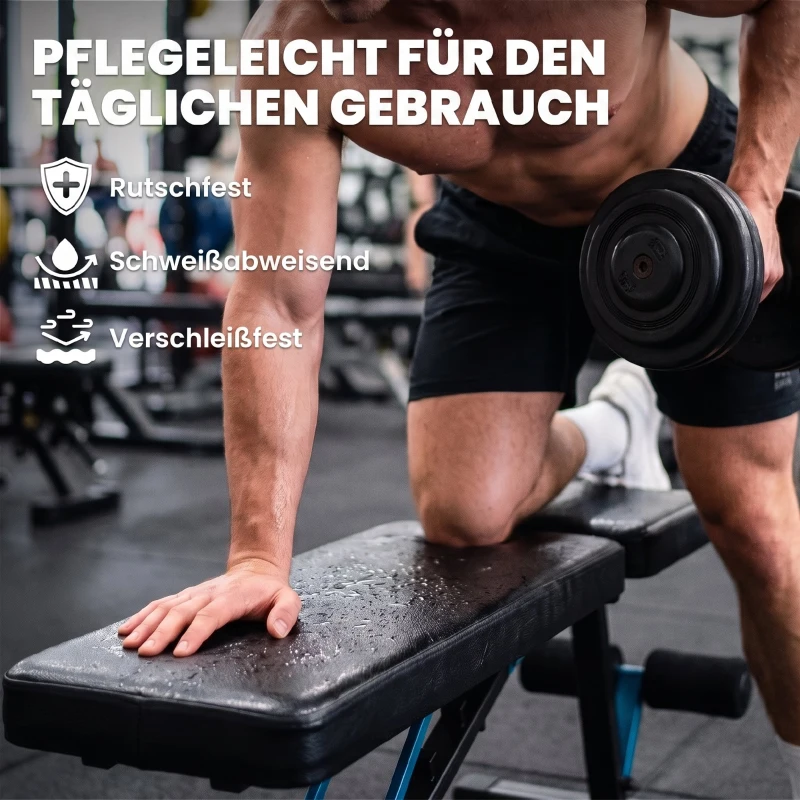 SPORTNOW Hantelbank verstellbar Trainingsbank mit Beinstrecker 7-Fach Rückenlehne, verstellbar Polster 300 kg Last