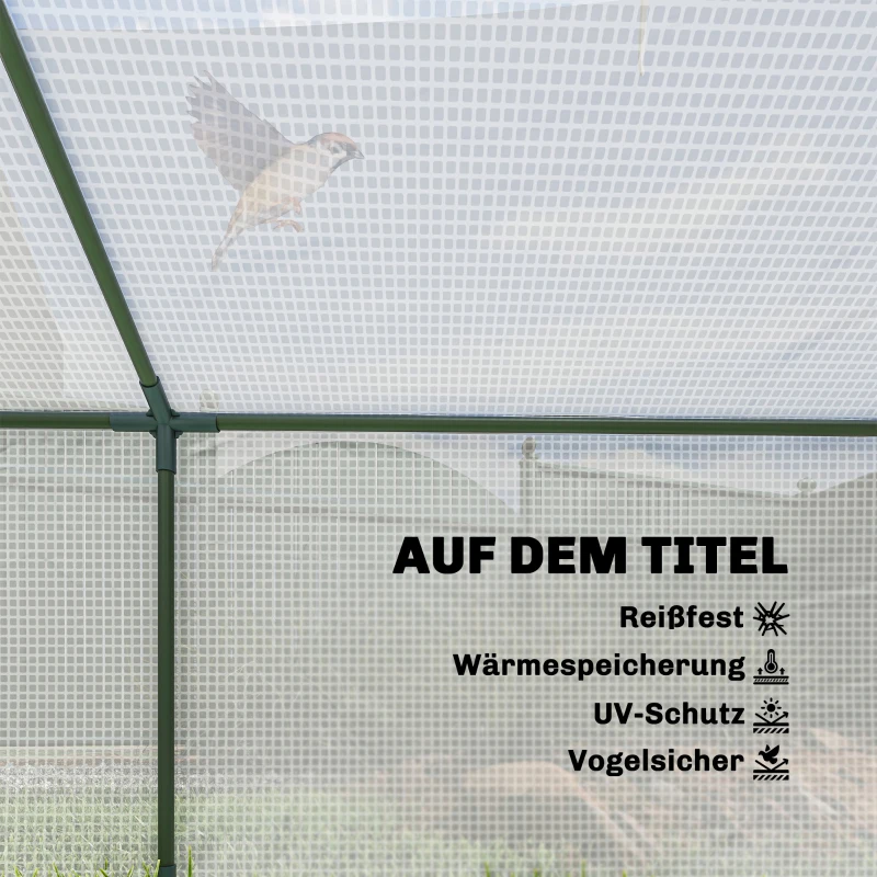 Outsunny Gewächshaus mit Fernster PE-Gitterfolie, winterfest Foliengewächshaus, Treibhaus 180 x 90 x 70cm Weiß