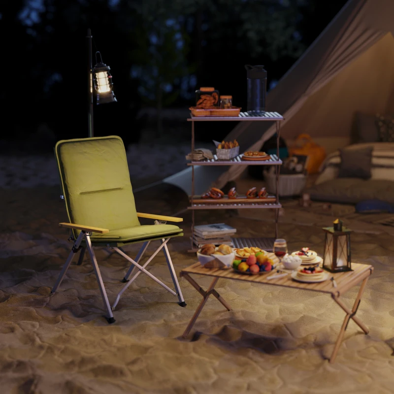 Outsunny Portable Padded Camping Chair, with Bag - Green