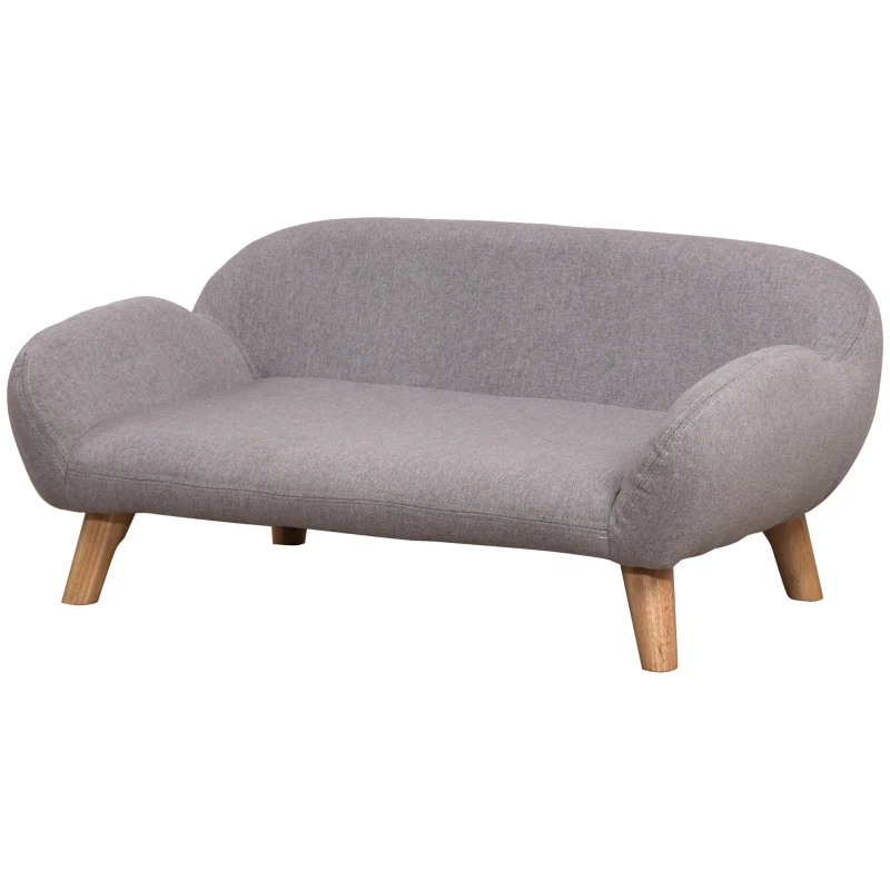 PawHut Canapé pour chien canapé pour animal de compagnie pieds effilés en bois revêtement tissu 72 x 44 x 31 cm - gris