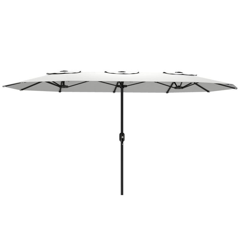 Outsunny Ombrellone Doppio a 12 Stecche con Manovella, in Metallo e Poliestere, 4.6x2.7 m, Bianco