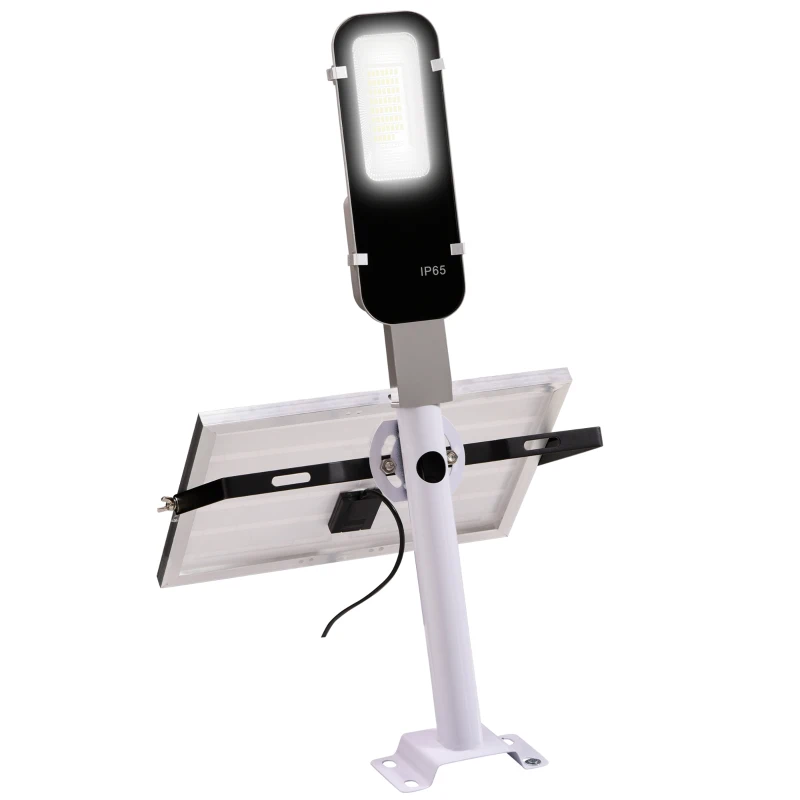 Outsunny Luz Solar Exterior con 54 LED IP65 Impermeable con Iluminación Blanca Fría y Mando a Distancia 68x37x16 cm Plata