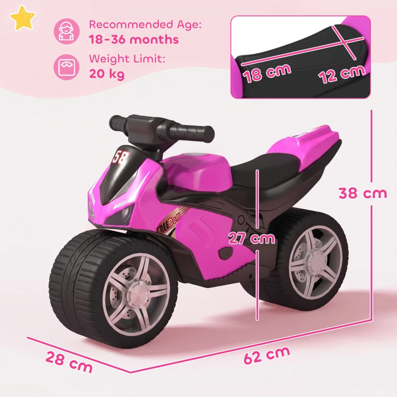 AIYAPLAY Balance Bike with Music Extra-Wide Wheels Toddler Bike for Boys Girls Pink