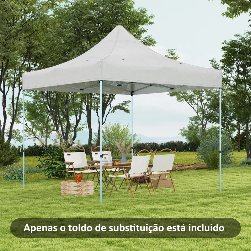 Outsunny Techo de Repuesto para Carpa Plegable de Tela Oxford 3x3 m con Techo Puntiagudo Impermeable y Anti-UV Blanco