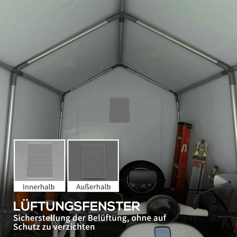 Outsunny Carport Zeltgarage 3x3 m Wasserdicht Garagenzelt mit Rolltür Belüftungsfenster Verlängerte Kanten Dunkelgrau