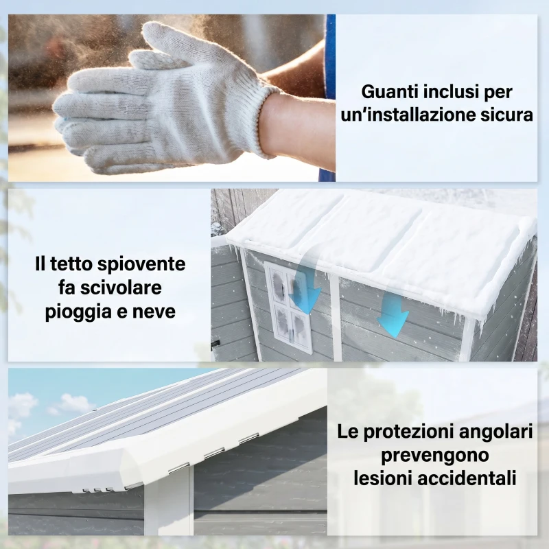 Outsunny Casetta da Giardino in Resina con Pavimento, Porta con Blocco e Finestra, 1.3 x 1.8 m, Grigio