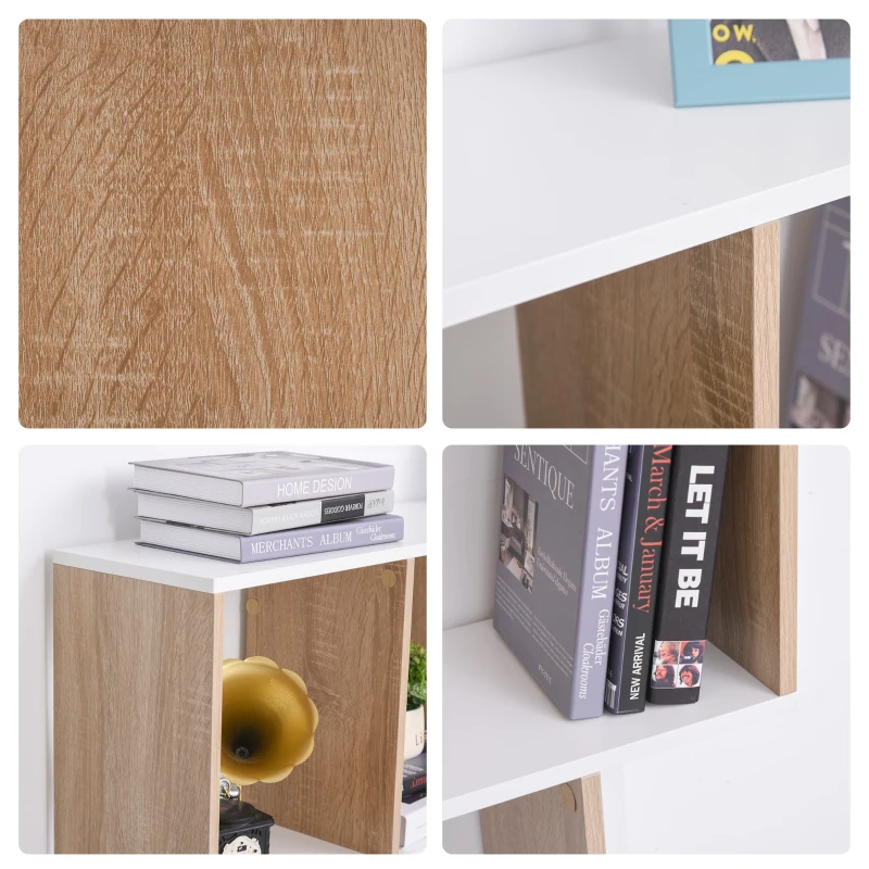 HOMCOM Bücherregal Standregal Büroregal Aktenregal für Büro Wohnzimmer Arbeitszimmer Spanplatte Natur+Weiß 100 x 27 x 124 cm