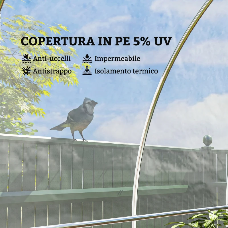 Outsunny Copertura per Serra 6x10 m di Ricambio, Telo per Serre a Tunnel in PP Anti UV e Impermeabile, Trasparente