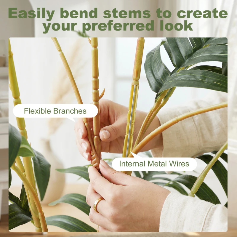 HOMCOM Artificial Fern Topiary Tree, Realistic Artificial Plant in Cement Pot, Fake Plant, 120cm