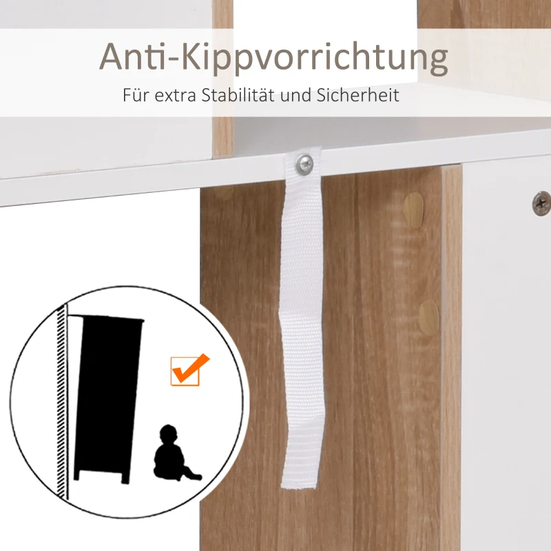 HOMCOM Bücherregal Standregal Büroregal Aktenregal für Büro Wohnzimmer Arbeitszimmer Spanplatte Natur+Weiß 100 x 27 x 124 cm