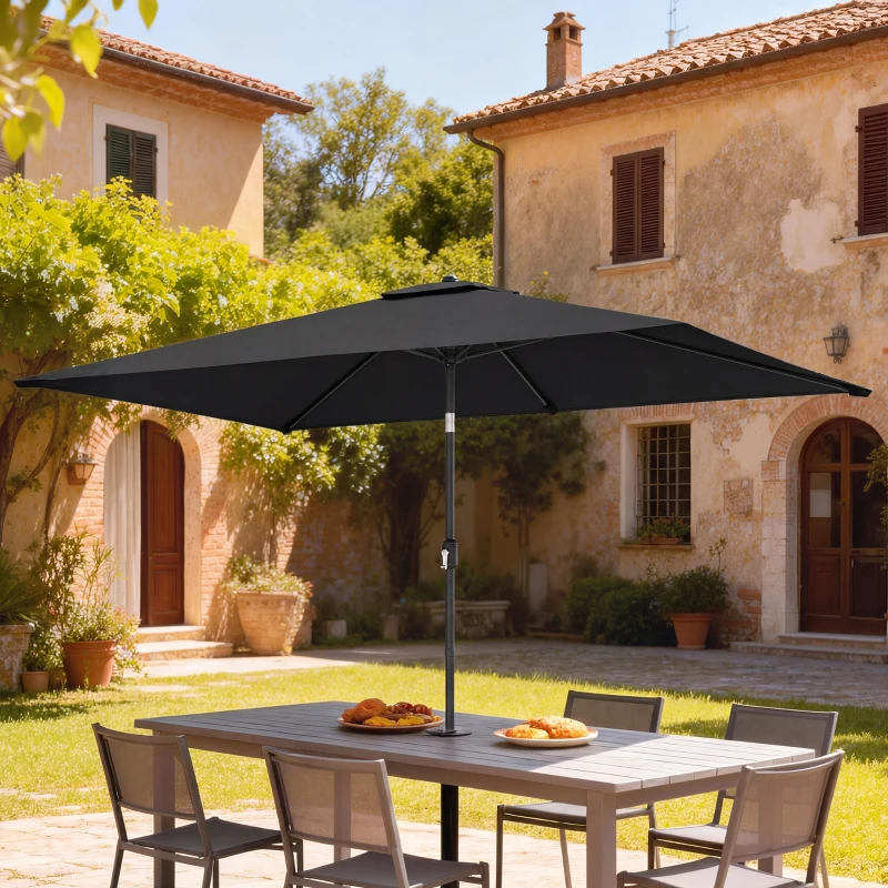 Outsunny Garden Parasol, Parasol Umbrella with Crank Handle, Tilt Function, Polyester Canopy, Black