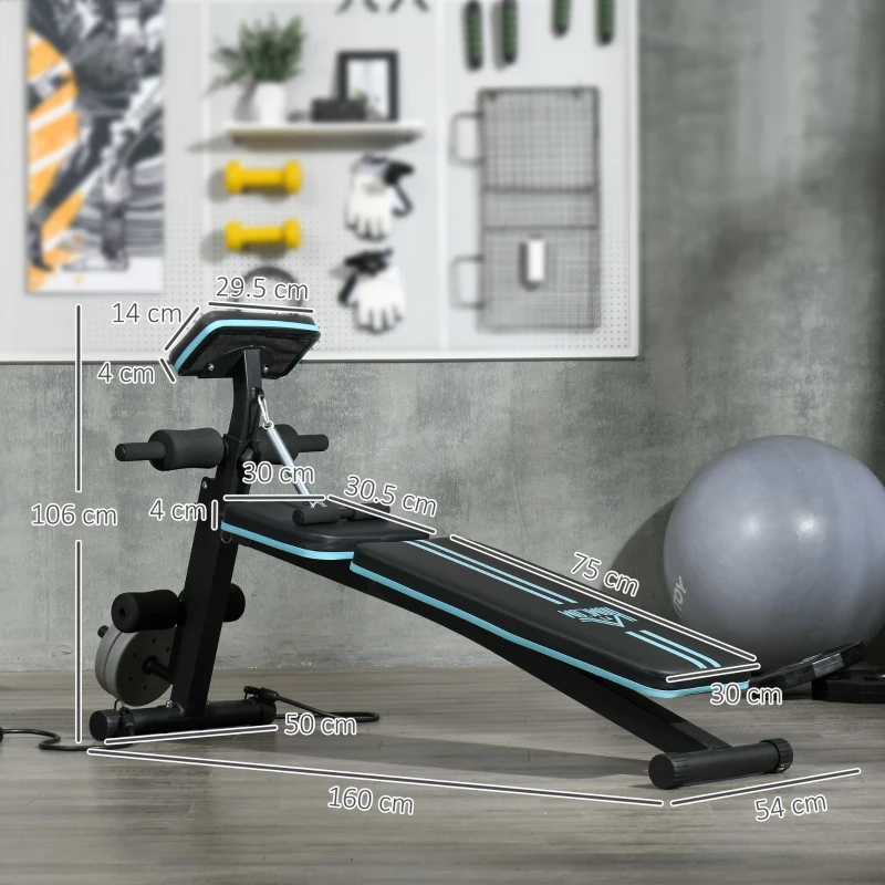 HOMCOM Foldable Weight Bench, Adjustable Strength Training Sit Up Ab Bench, Incline/Decline, Blue(m-3)
