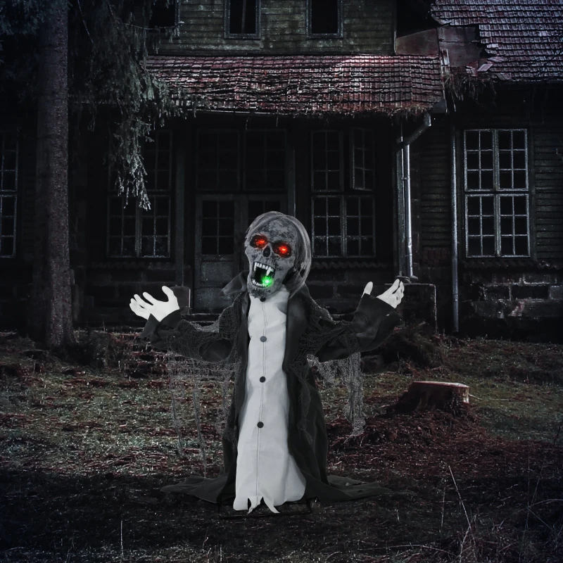 HOMCOM Halloweendeko, Skelett/Zombie, beweglich, Bewegungssensor, LEDs & Sounds, 75 cm(m-10)