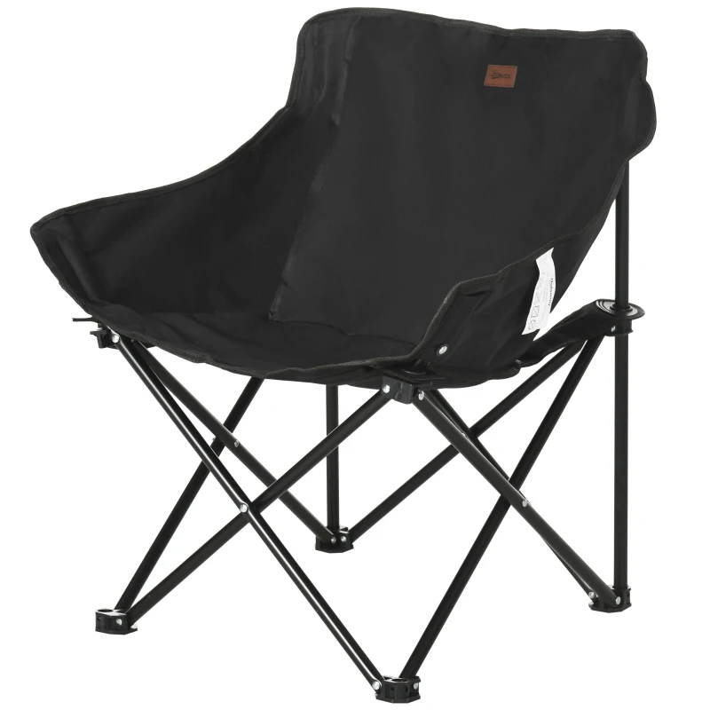 Outsunny Camping Chair, Lightweight Folding Chair with Carrying Bag and Storage Pocket, for Festivals, Fishing, Beach and Hiking, Black
