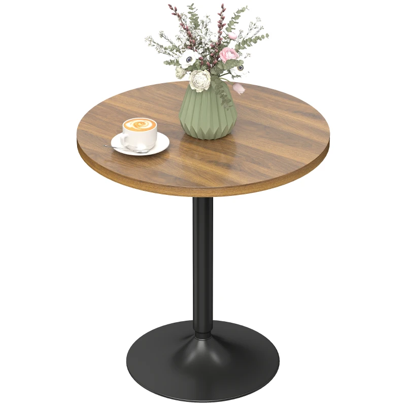 HOMCOM Table de bar ronde 60 cm, table haute cuisine mange-debout avec patins antidérapants, pour cuisine, salon, noyer